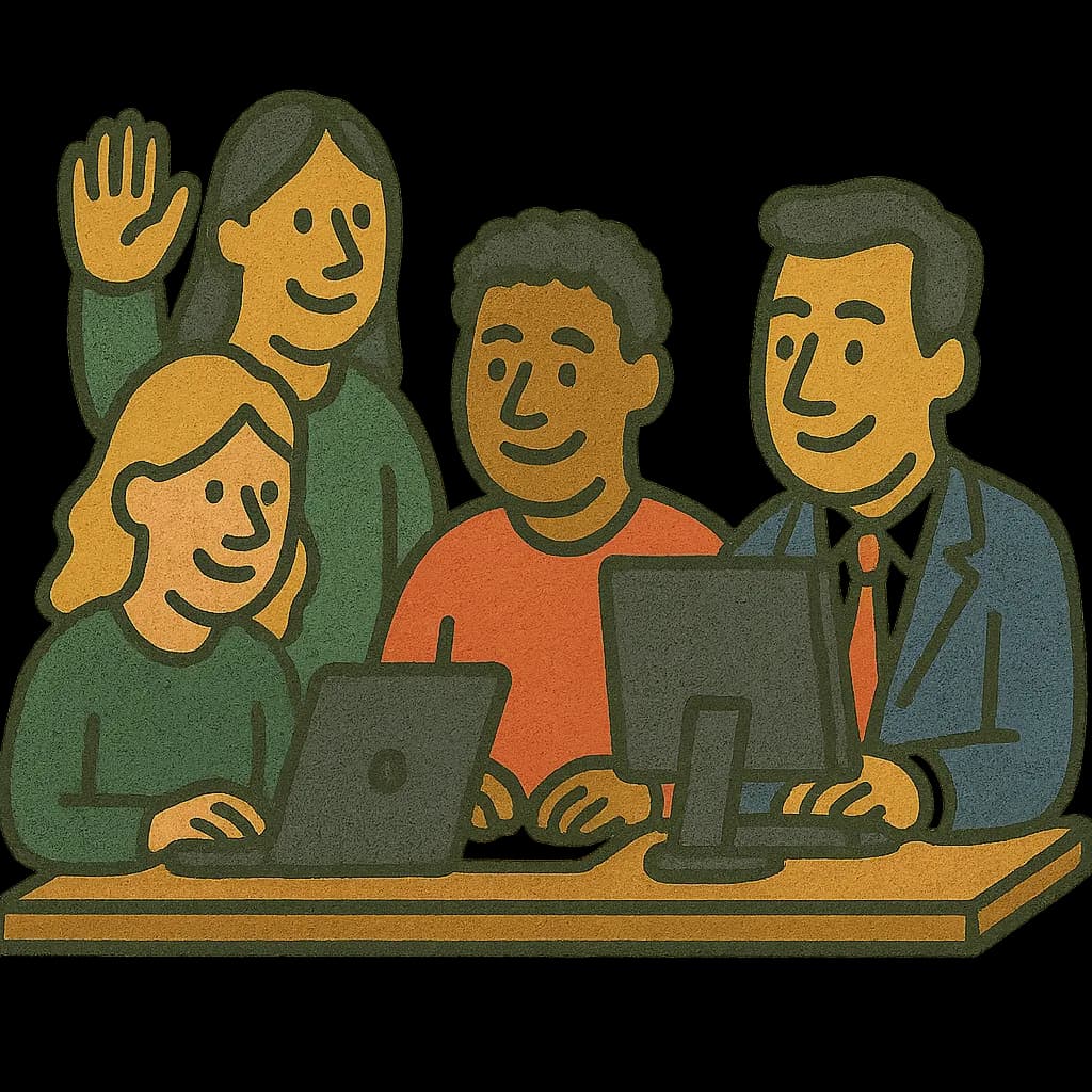 A team working together around a table