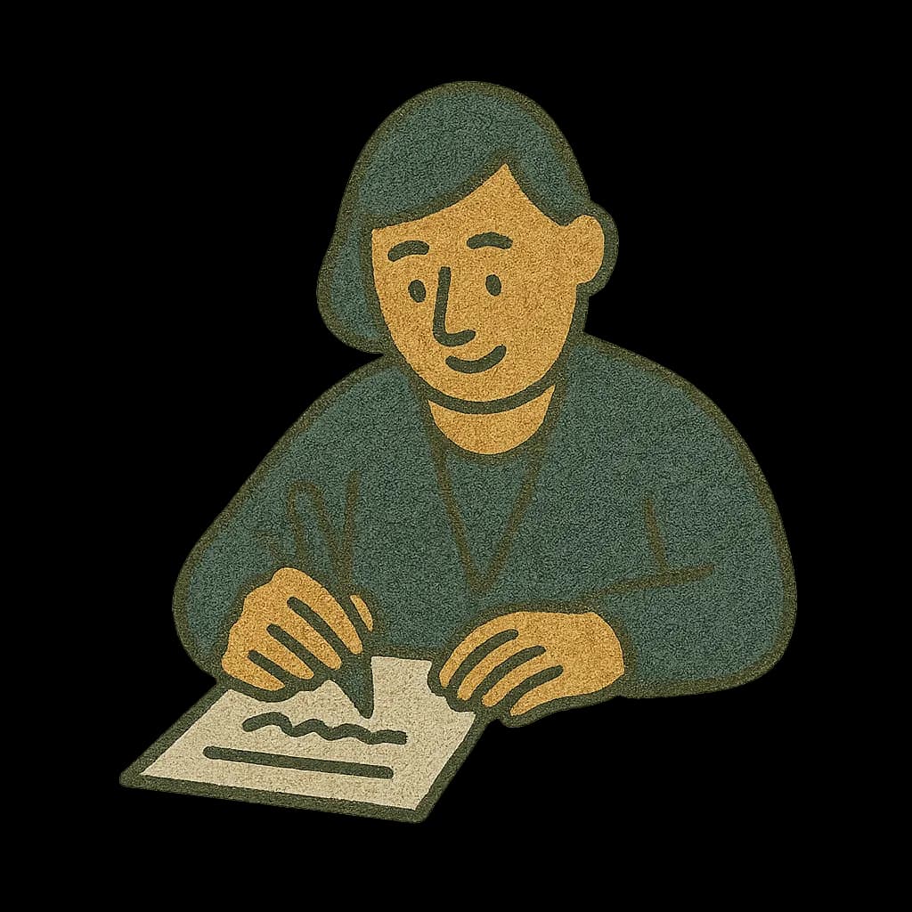 A person signing a document at a desk