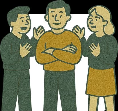 Three colleagues standing together with arms folded, smiling